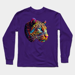 Leopard Head Tattoo Style Vector Long Sleeve T-Shirt